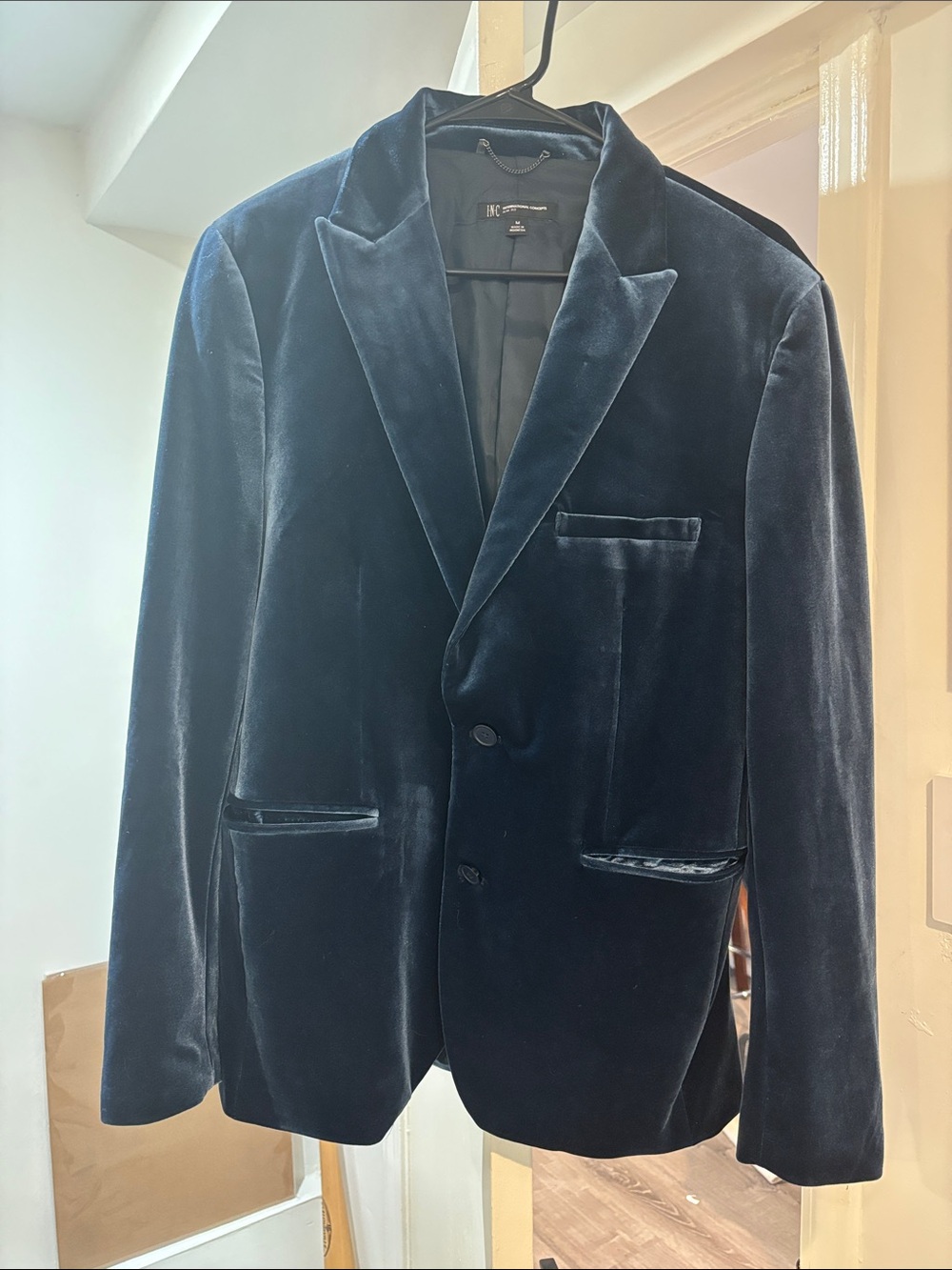 INC International Concepts Velvet Sport Coat in Navy